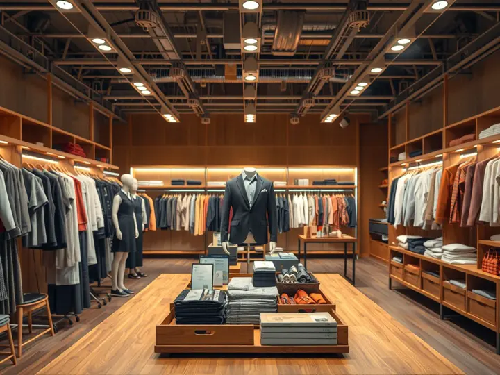 服装店内部陈列与灯光效果